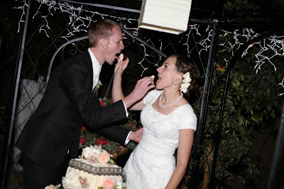 Wedding cake tradition for the bride and groom. 