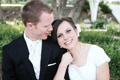 Newlyweds on their wedding day. 