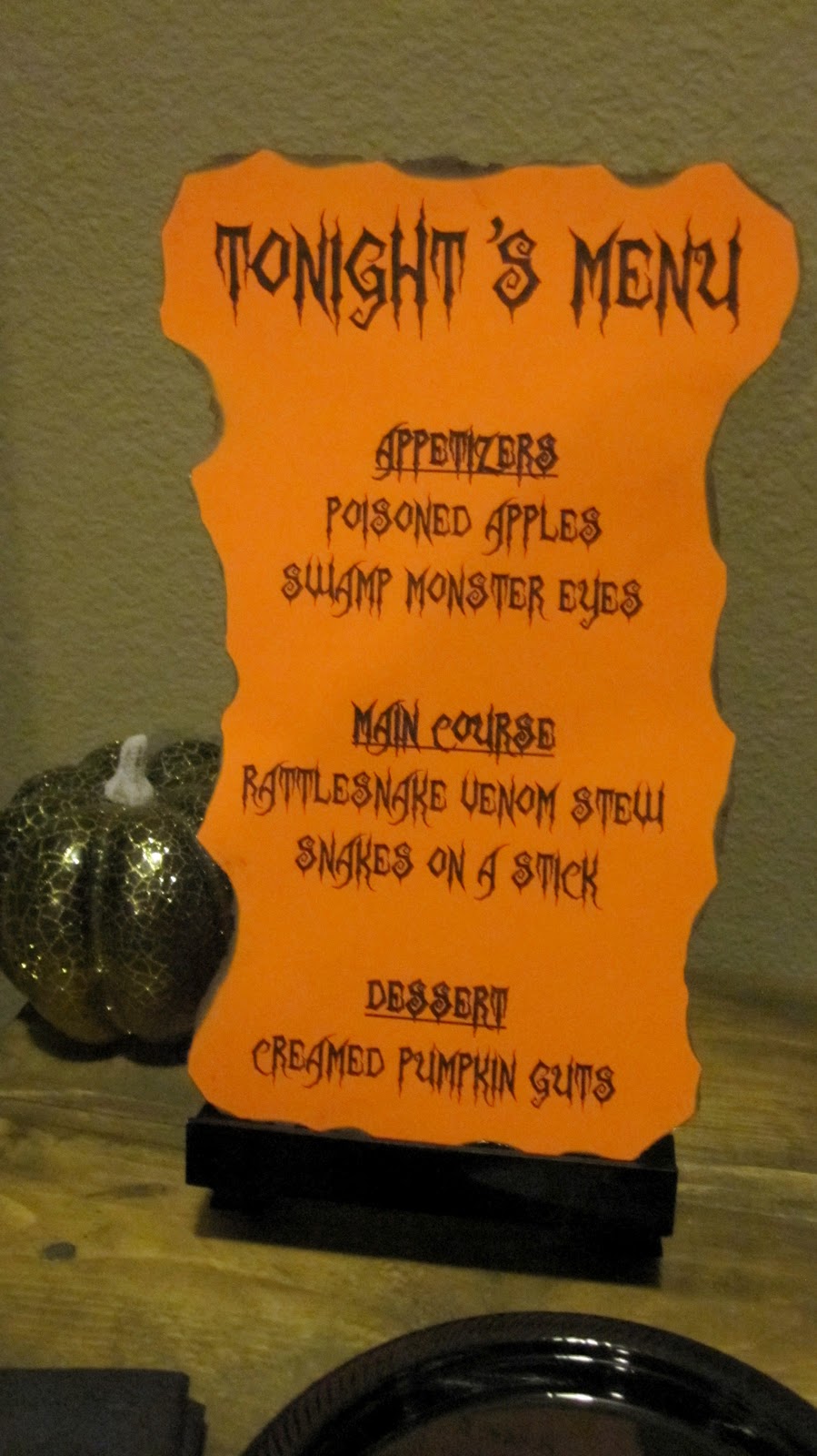 Halloween dinner party menu. 