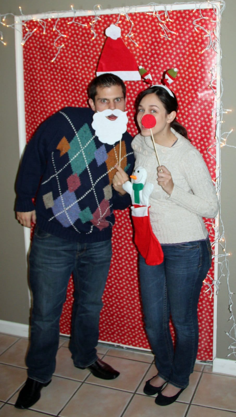 Ugly sweater couples party. 