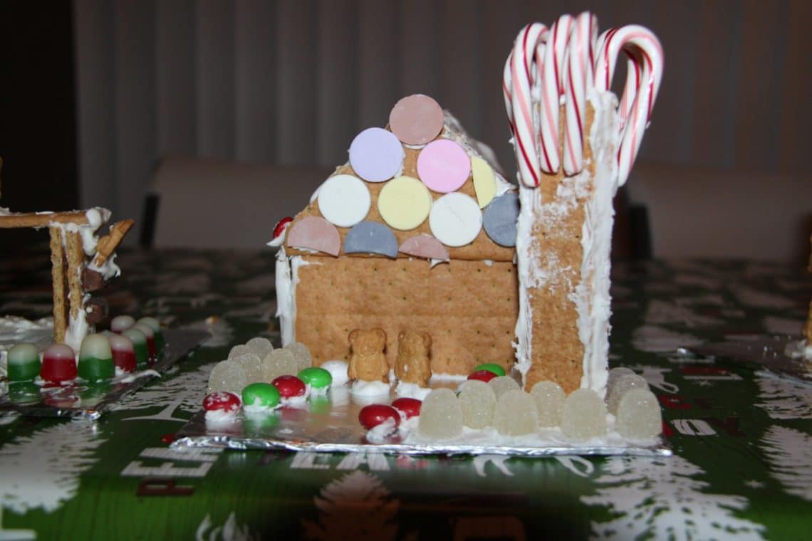 Christmas houses out of graham crackers. 