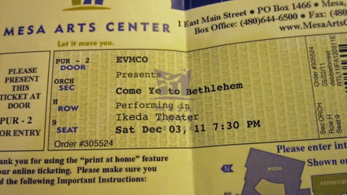 EVMCO Christmas concert tickets. 