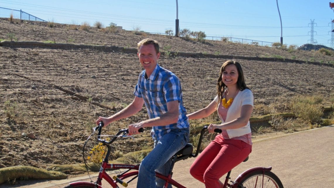 Tandem bike date night. 