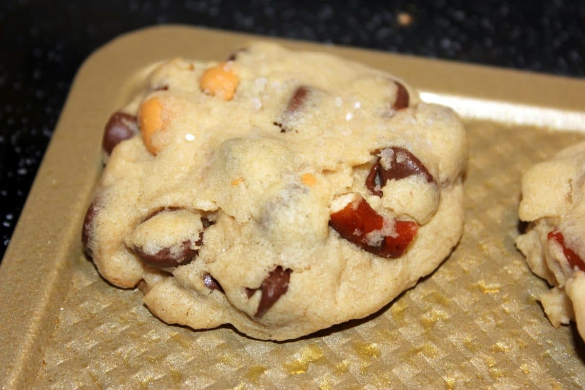 Pretzel and butterscotch cookie. 