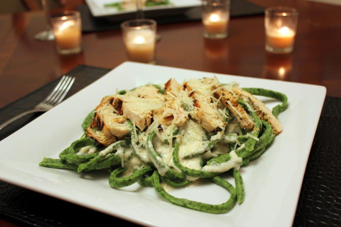 Spinach pasta from scratch. 