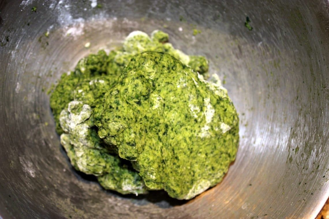 Spinach pasta dough. 