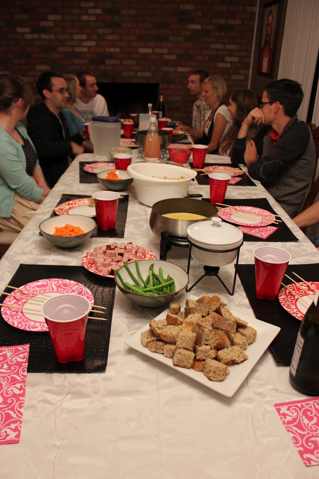 Fondue dinner party. 