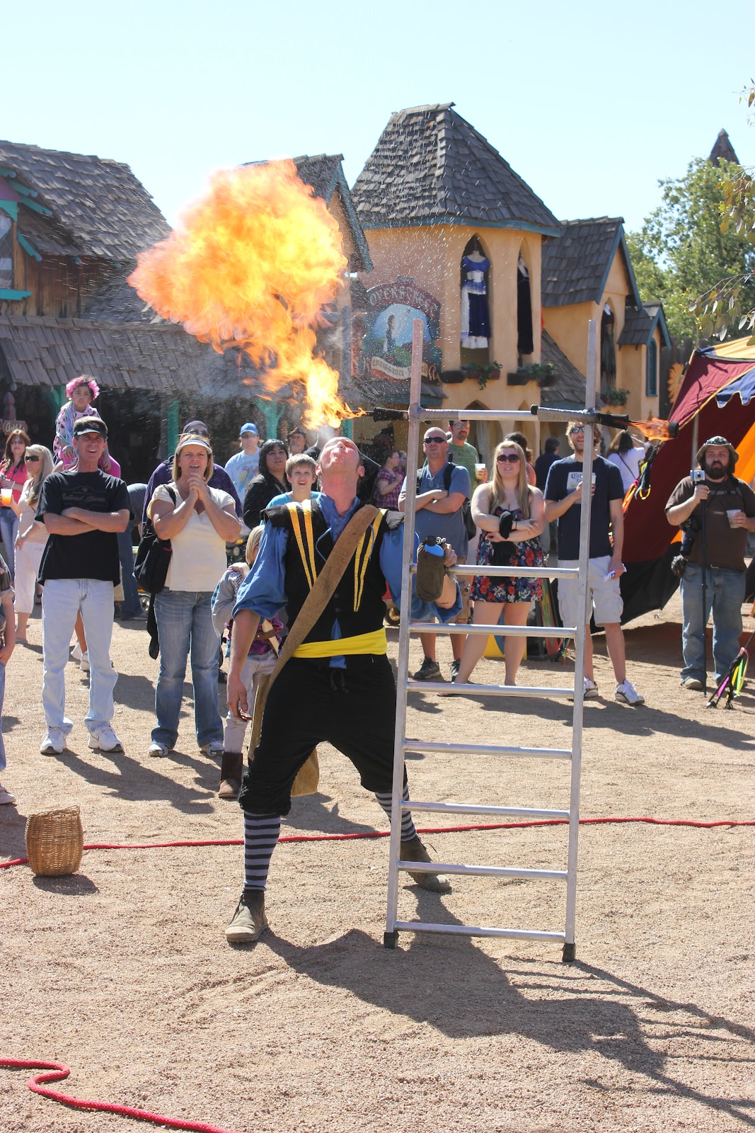 A performer blowing fire at the Renaissance Festival in Arizona. 