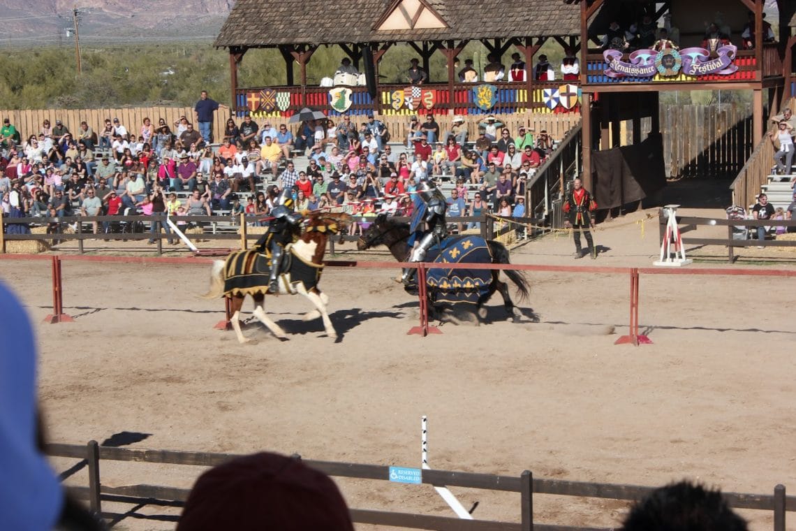 Arizona Renaissance Festival knights participating in a jousting match.  