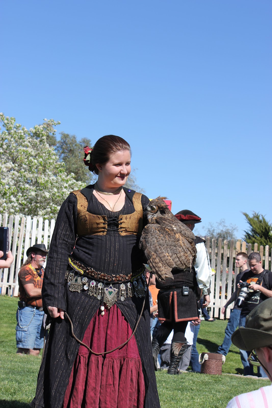 A performer with a falcon at the Renaissance Festival in Arizona. 