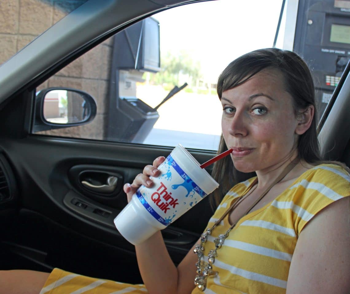 Ending salsa tasting with a fountain beverage. 