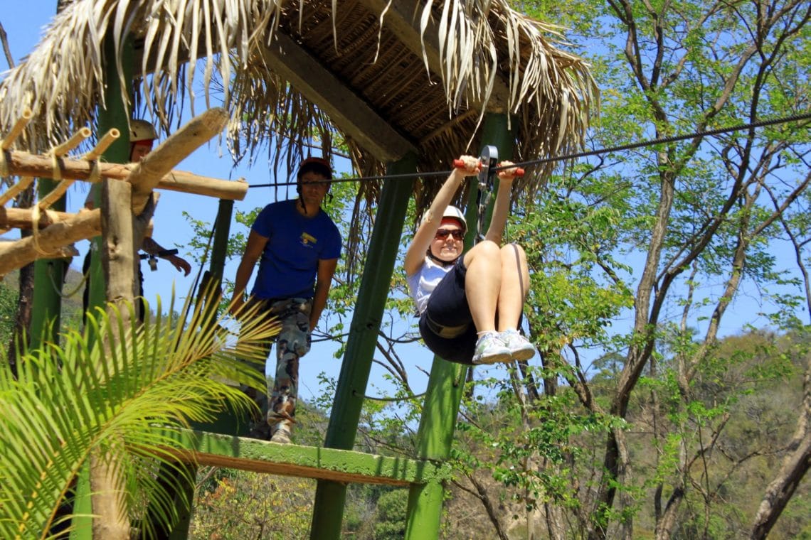 Woman about to Zip-line in Puerta Vallarta Mexico. 