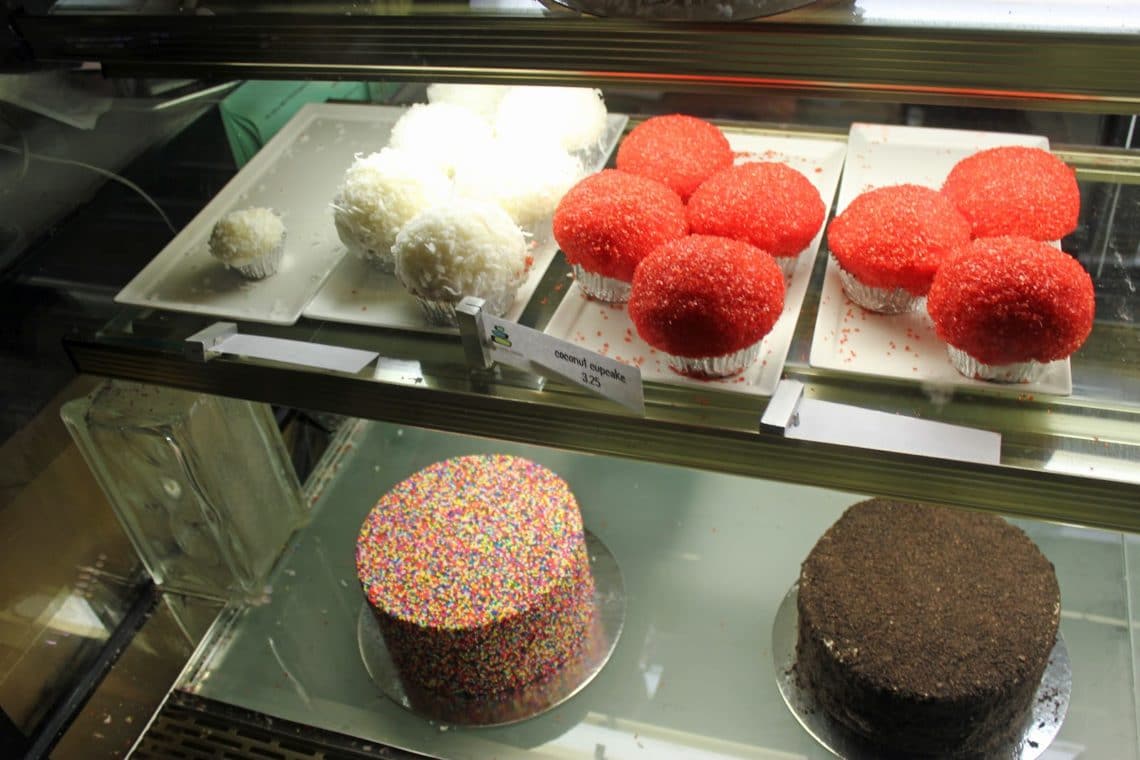 Tammy Coe cupcakes on display. 