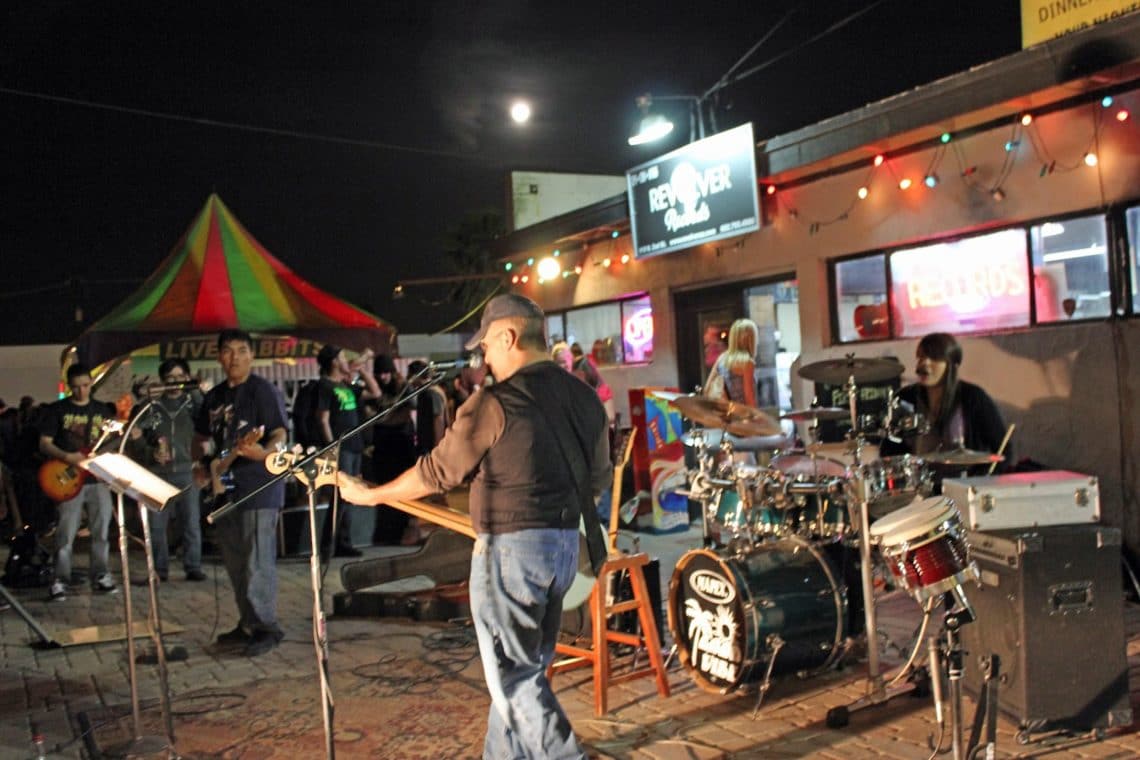Live music outside First Friday in Downtown Phoenix.