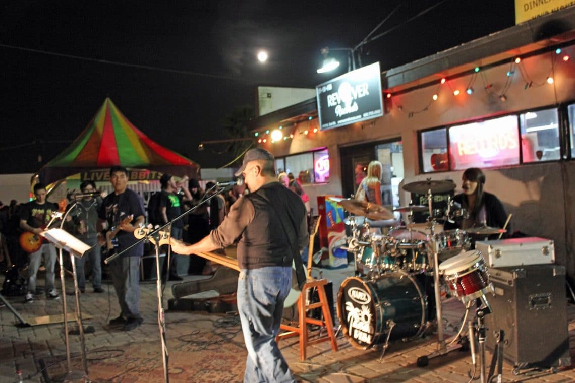 Live music outside First Friday in Downtown Phoenix. 