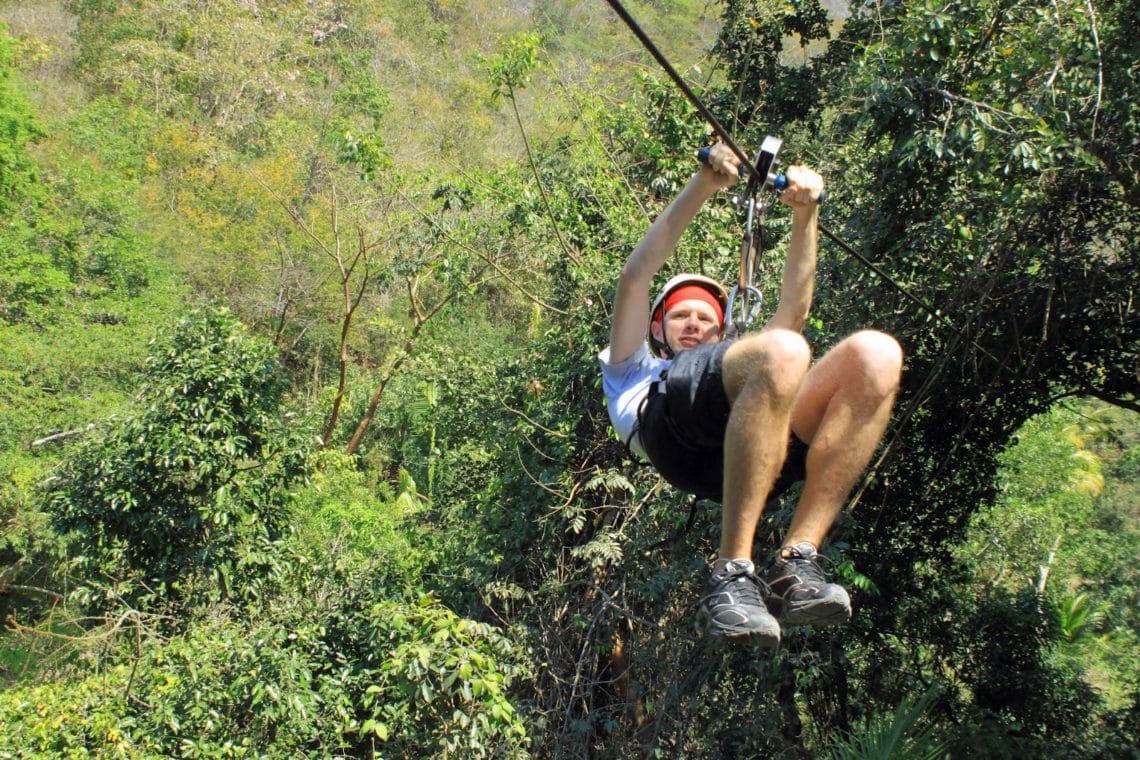 Zip-lining in Puerta Vallarta Mexico. 