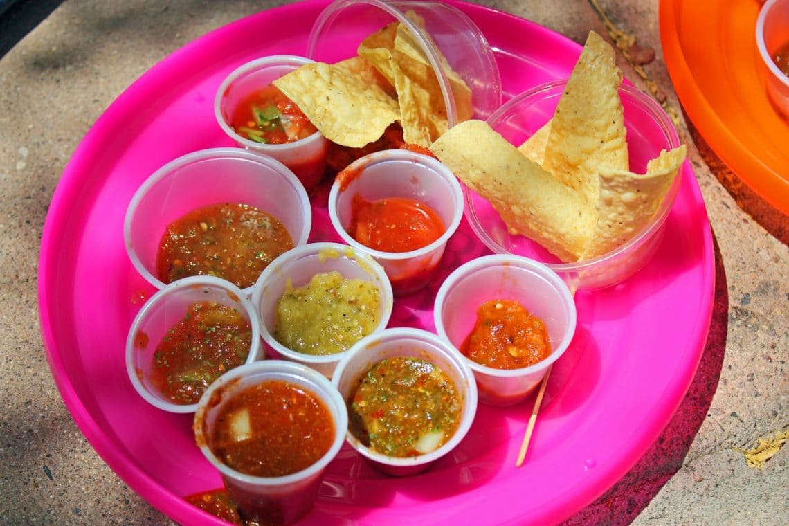 Salsa festival taste test tray. 