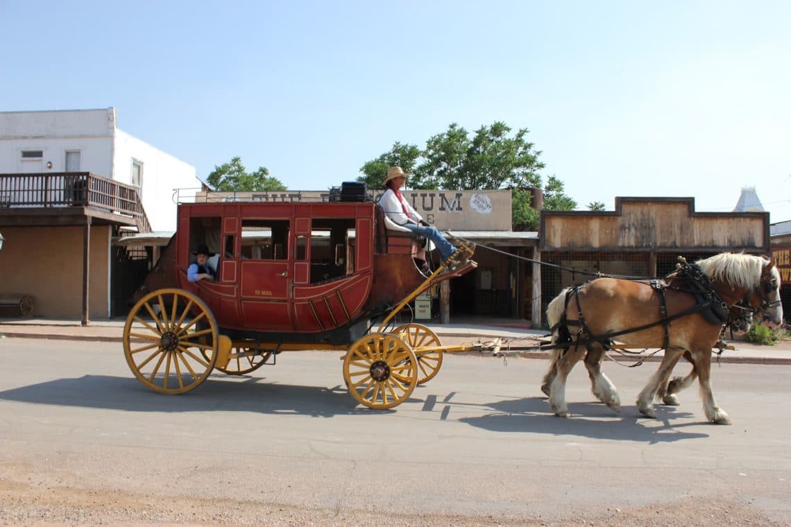 A covered wagon in Tombstone Arizona. 
