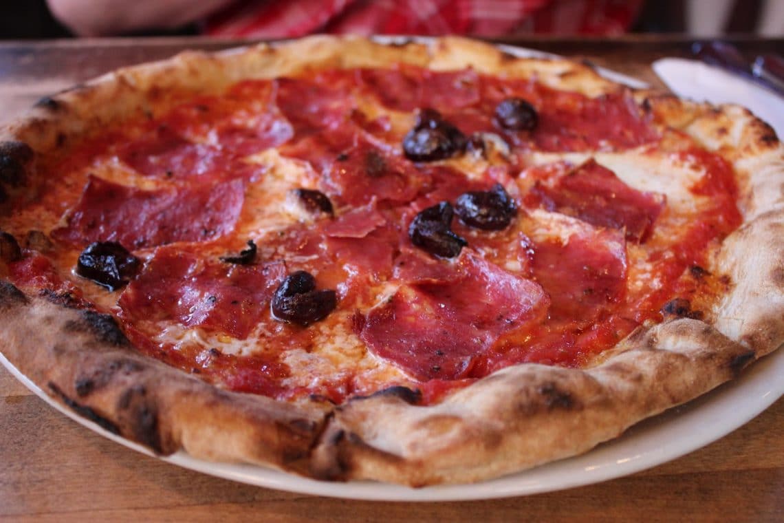 A delicious Pizzeria Bianco pizza fresh out of the oven. 