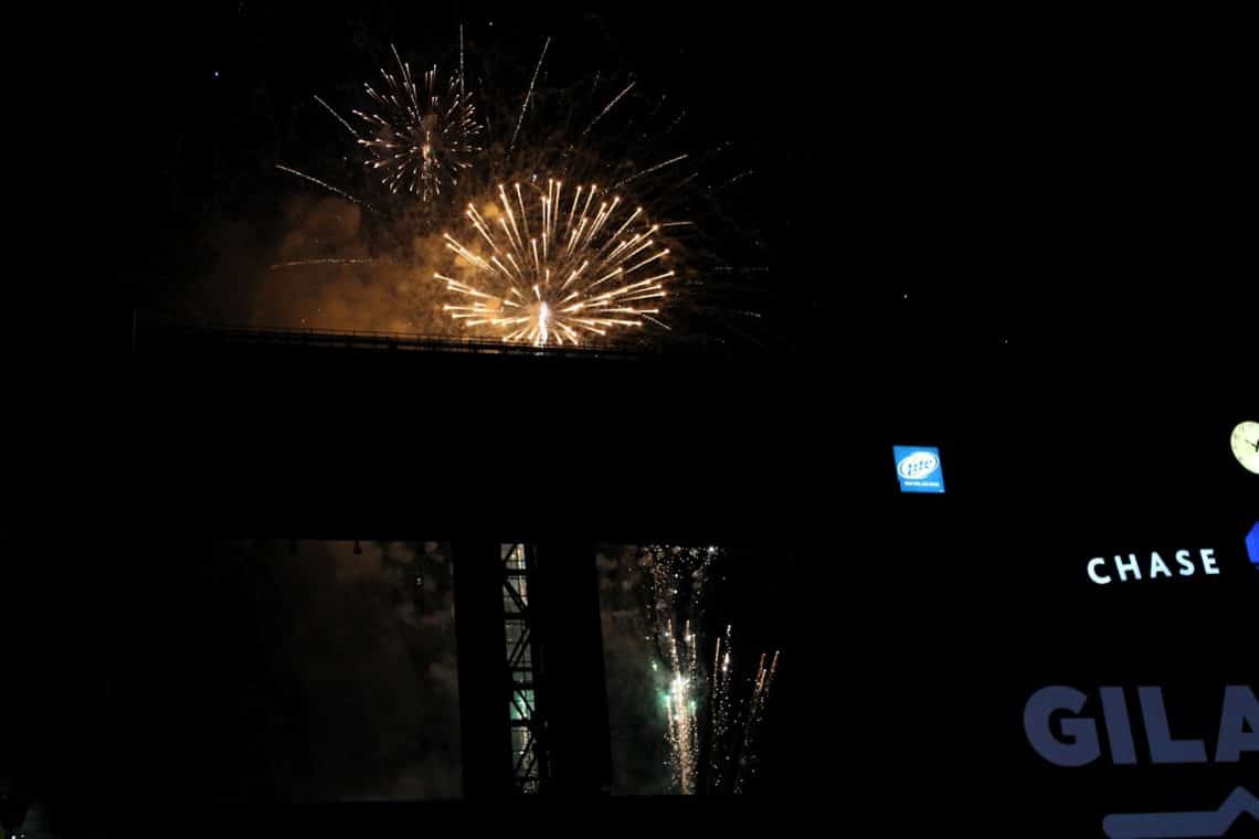 Fireworks above the stadium at Diamondbacks baseball game on the 4th of July. 