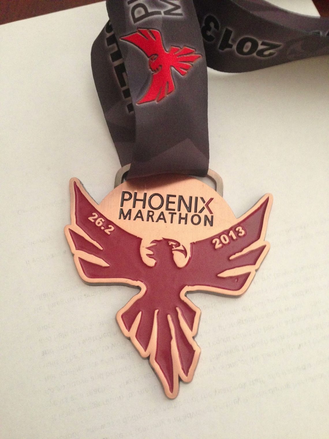 The Phoenix Marathon race medal. 