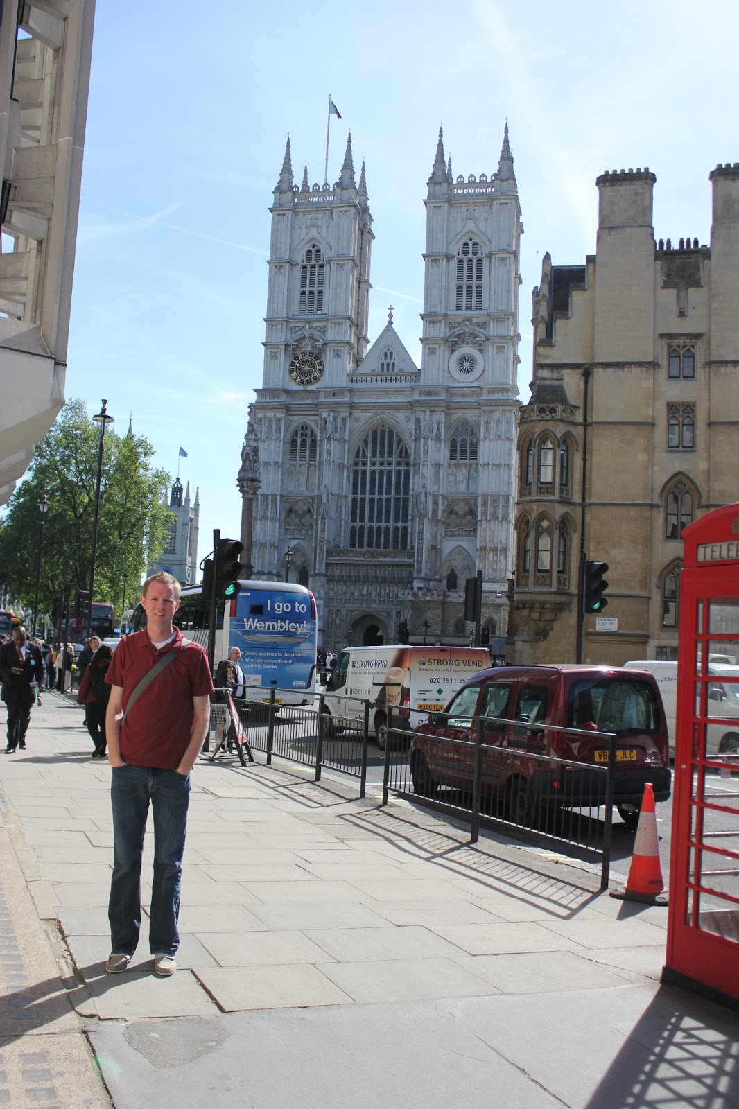 Standing outside of Westminster Abbey. 