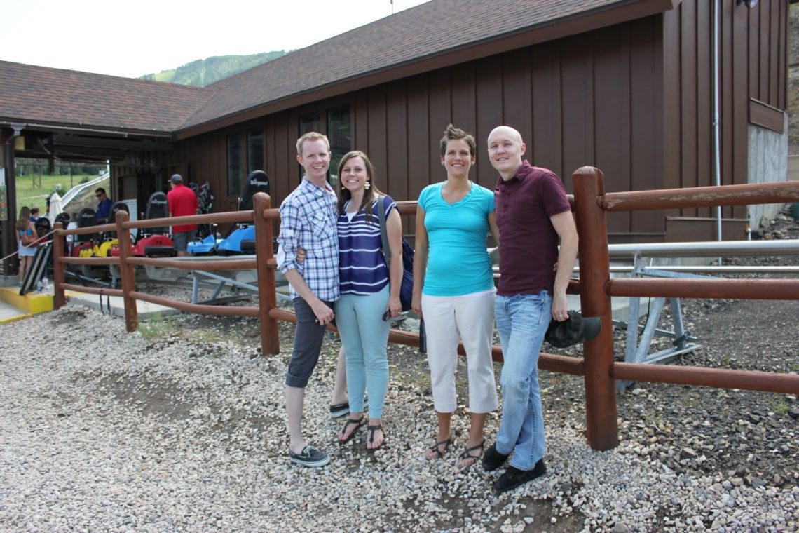 AT the base of the Mountain Coaster, also called the Alpine Coaster, in Park City, Utah. 