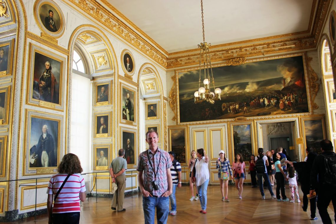 Room of mirrors in Versailles Palace in France. 