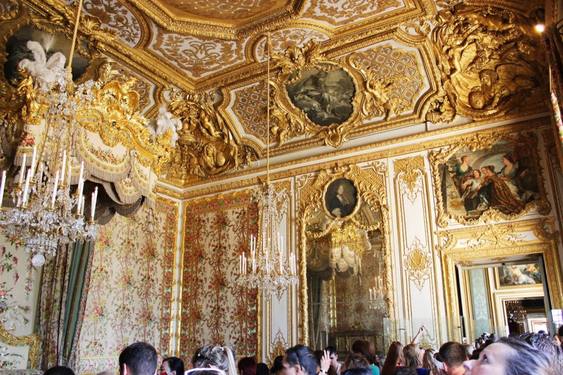 Room of mirrors in Versailles Palace in France. 