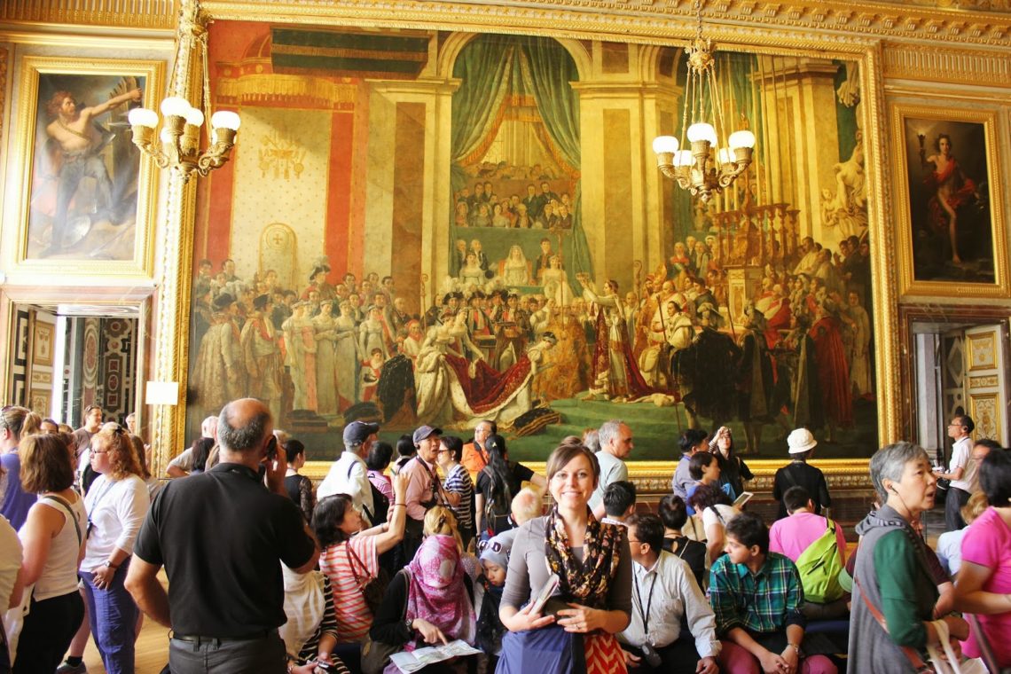 Room of mirrors in Versailles Palace in France. 