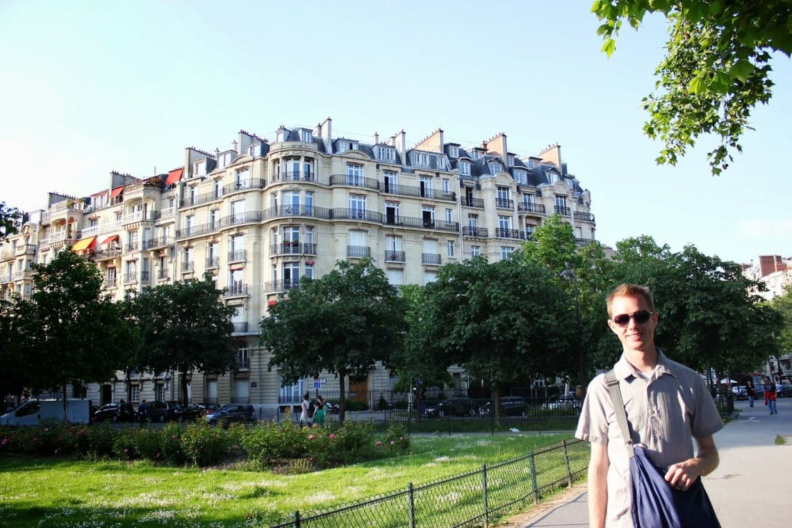 A couple walking through Paris. 