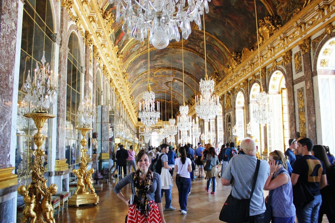 Room of mirrors in Versailles Palace in France. 