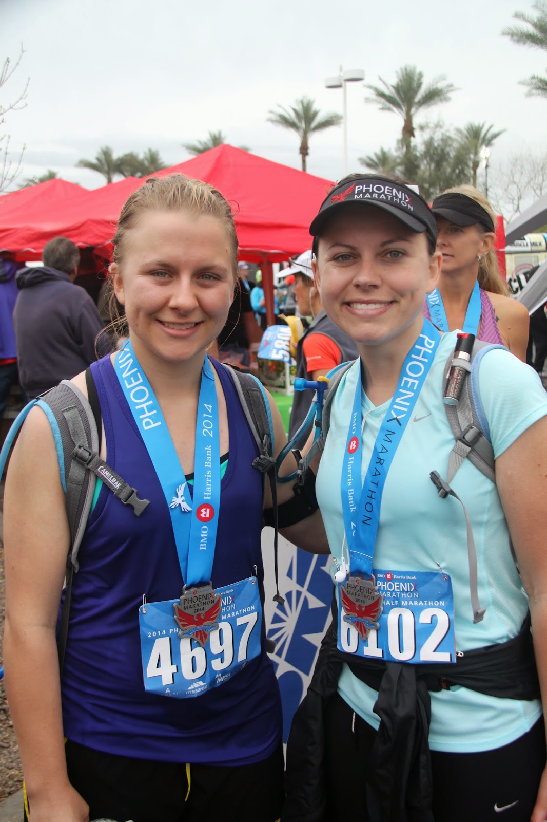 Phoenix marathon half marathon finish line. 