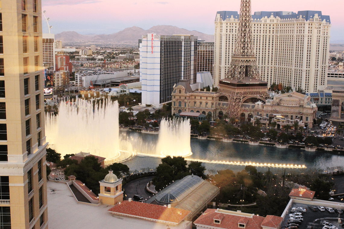 What It's Like to Stay at The Bellagio. A few of a fountain show from a hotel room. 