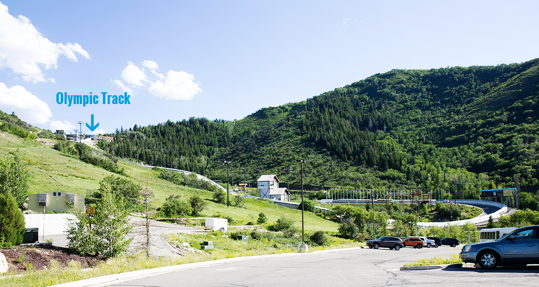 Olympic track bobsled ride. 