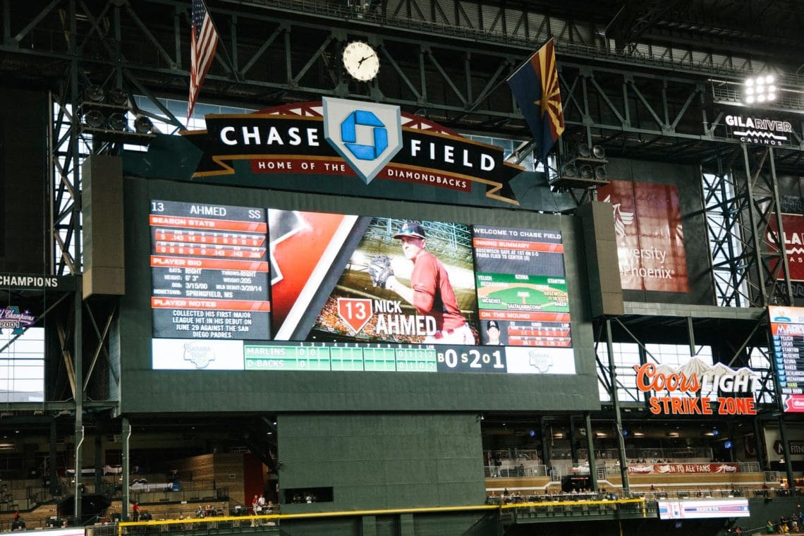 The scoreboard at Chase Field. 