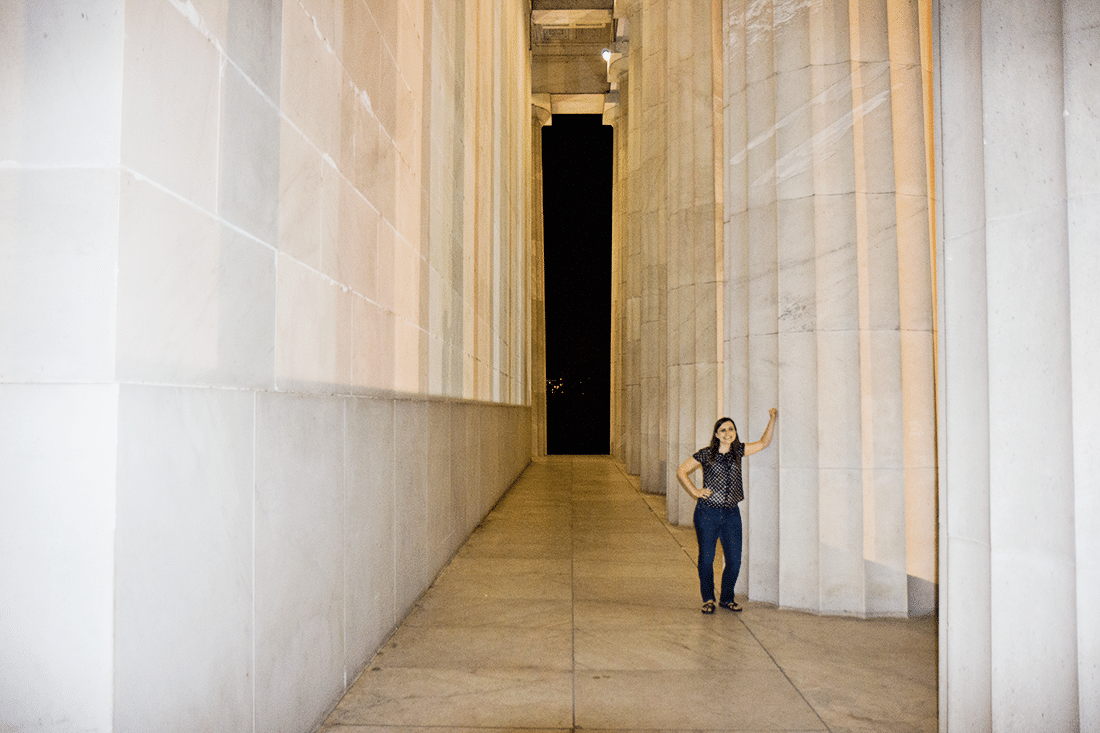The Lincoln Memorial in Washington D.C. at night. 