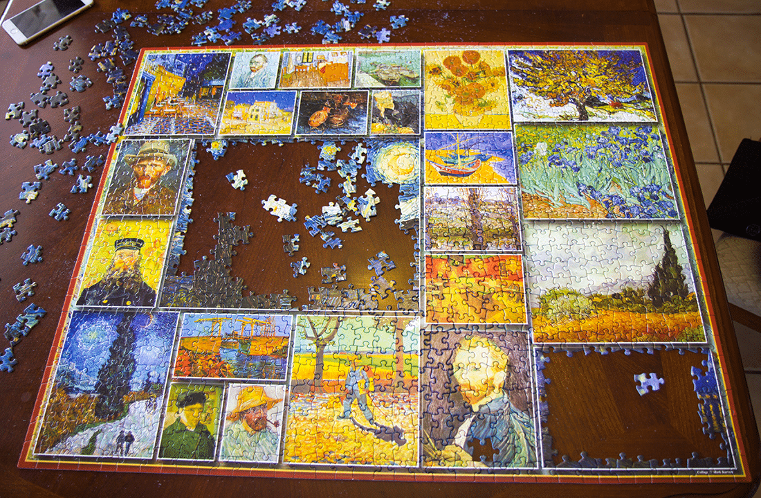 Van Gogh jigsaw puzzle almost completed. 