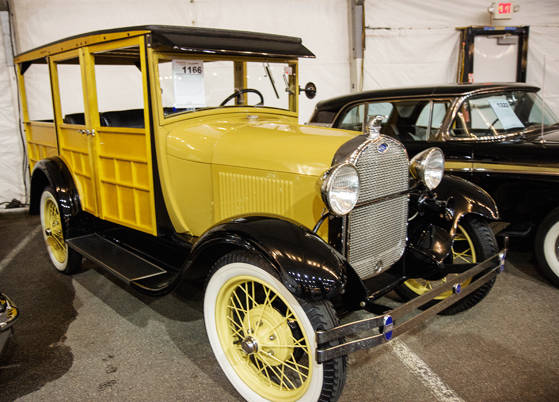 A vintage 1940s car at the Barrett Jackson auto show. 