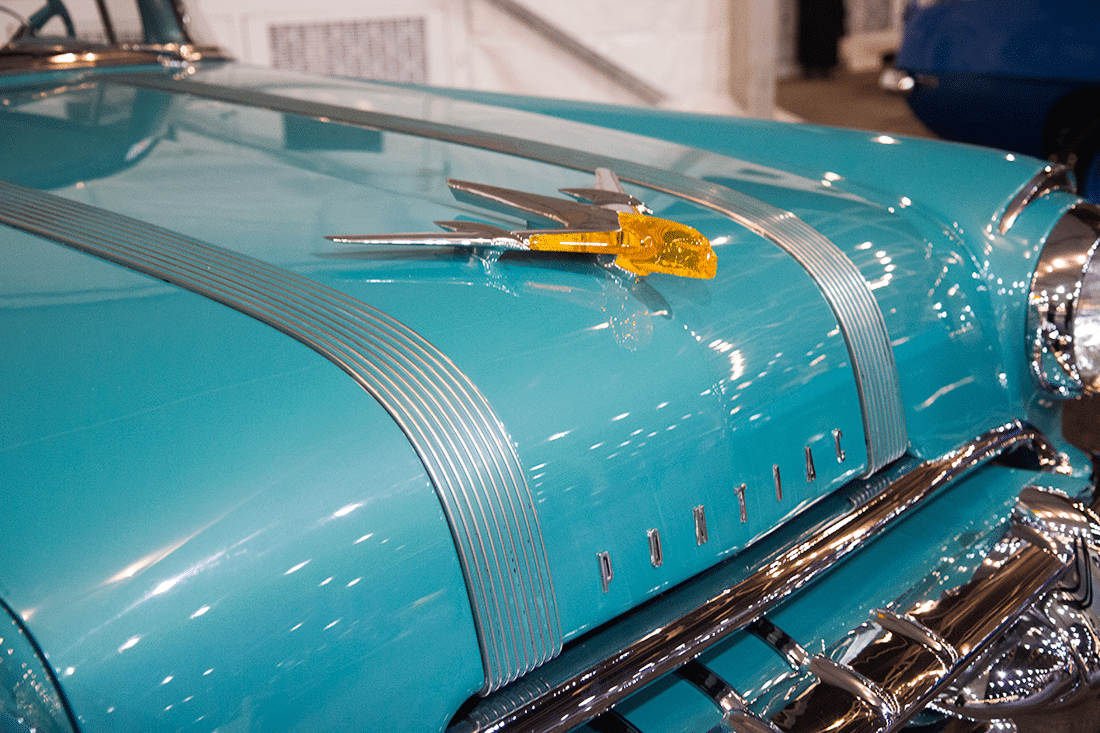 Hood ornament detail at Barrett Jackson auto show. 