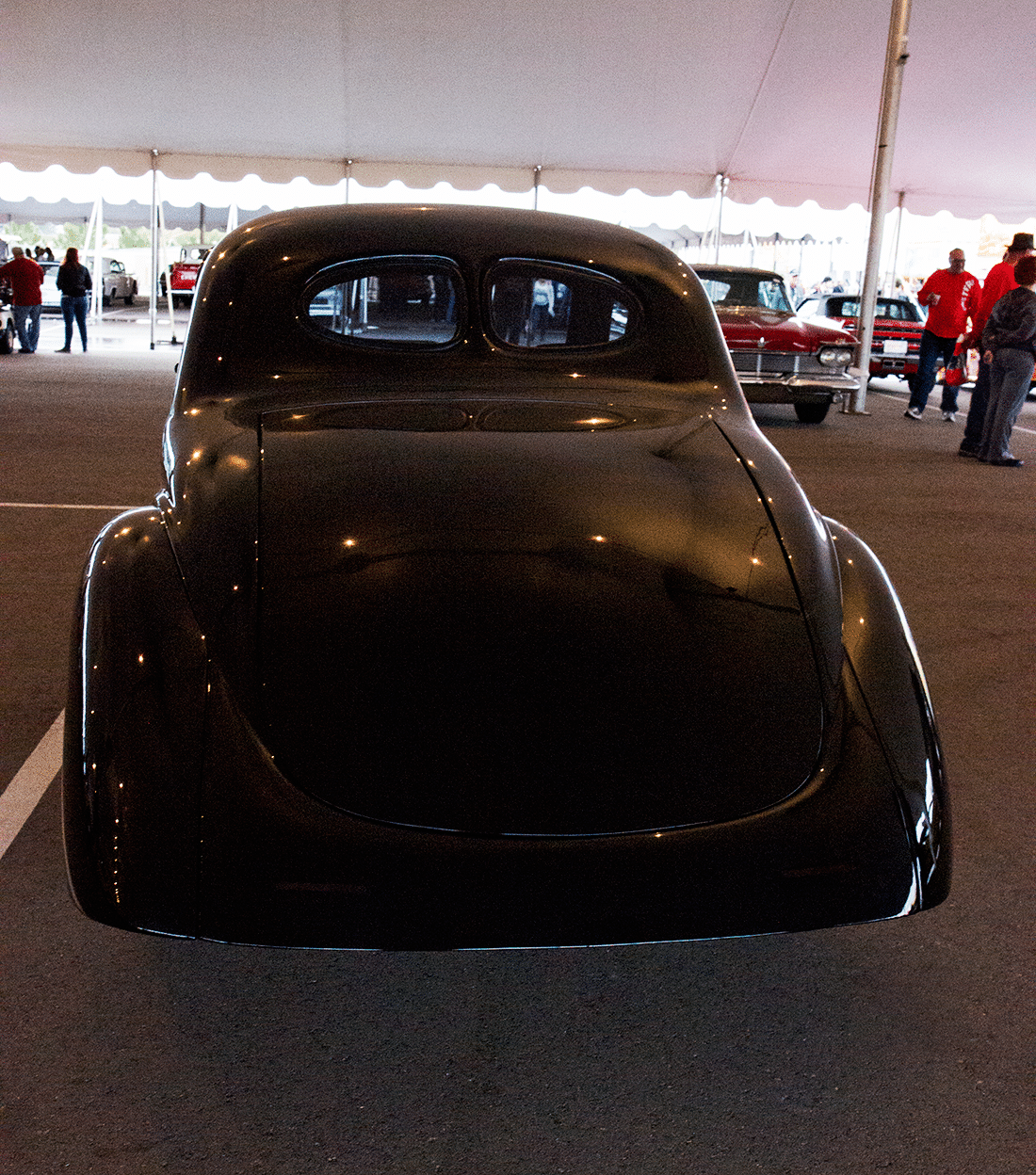 Barrett Jackson auto show car in parking lot. 