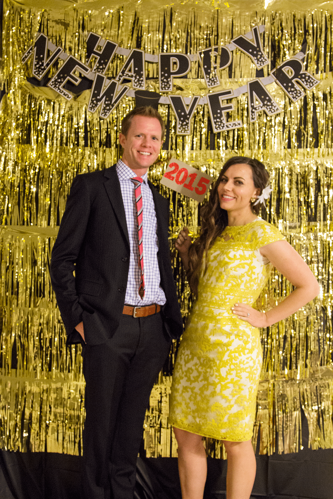 New Year party ideas with a fun photo backdrop. 