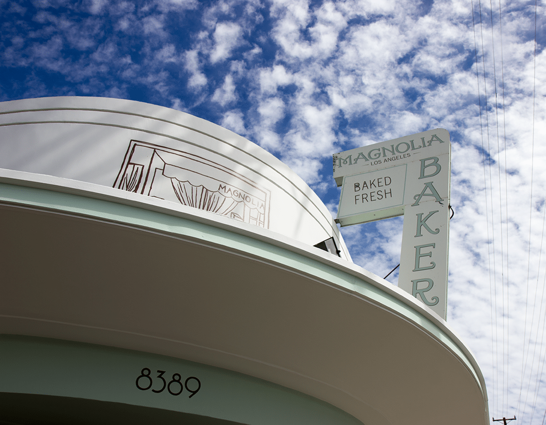 Bakery sign storefront touring the best bakeries in Hollywood. 