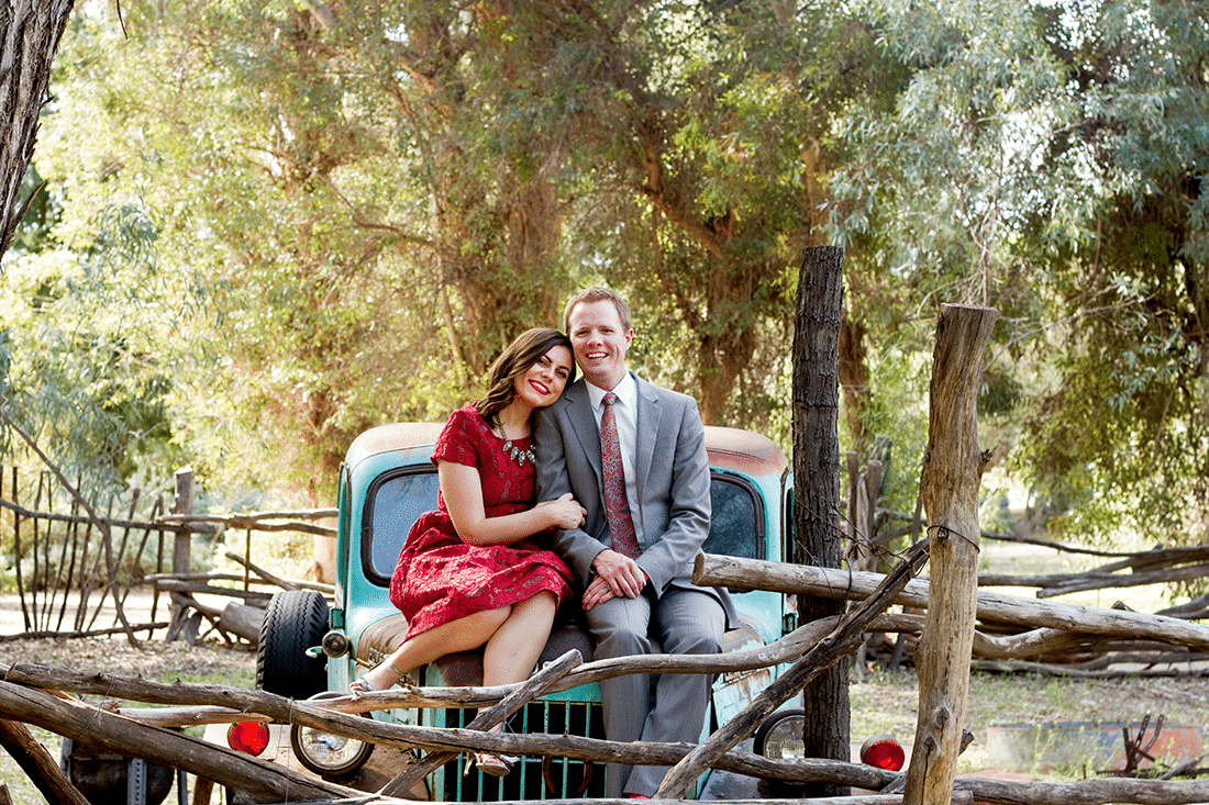 Anniversary Photo Shoot on top of an old truck. 