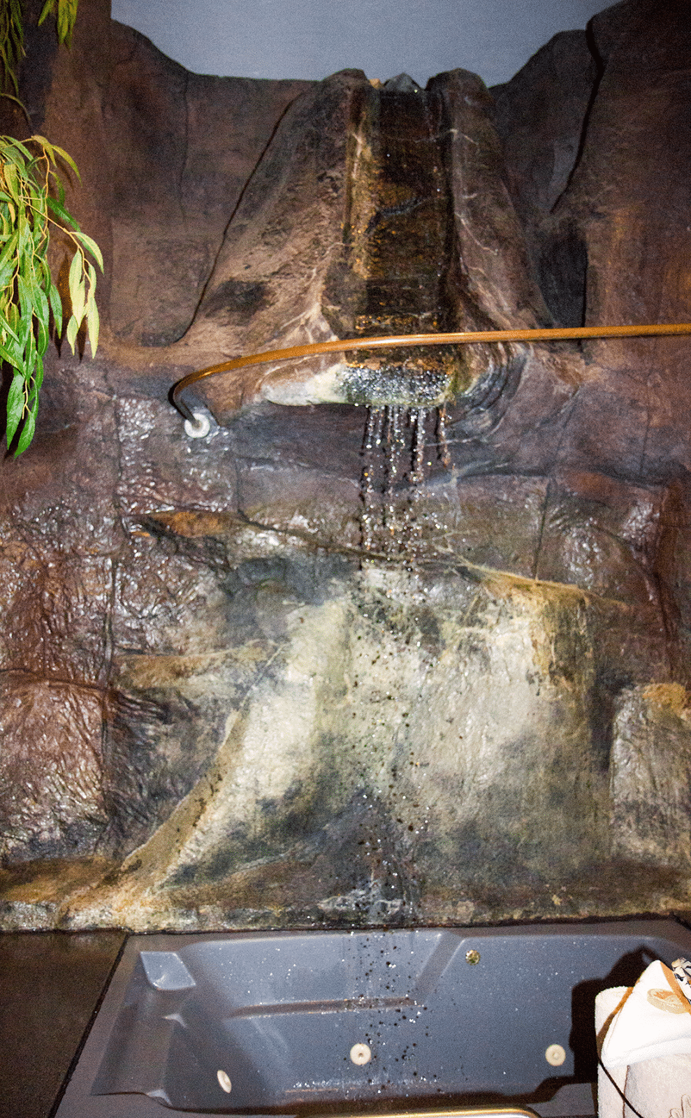 The Waterfall jetted tub at the Swiss Family Robinson Room at the Anniversary Inn. 