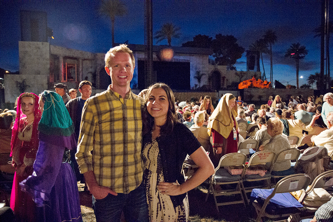 A couple on a date to see the Mesa Easter Pageant. 