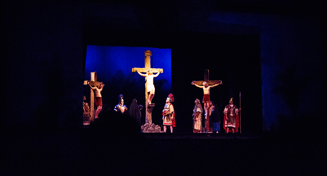 The crucification scene at the Mesa Easter Pageant. 