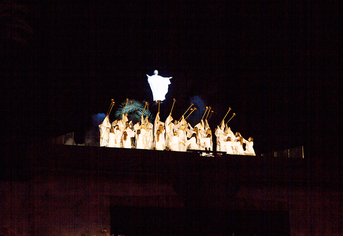 Christ with angels at the Mesa Easter Pageant. 