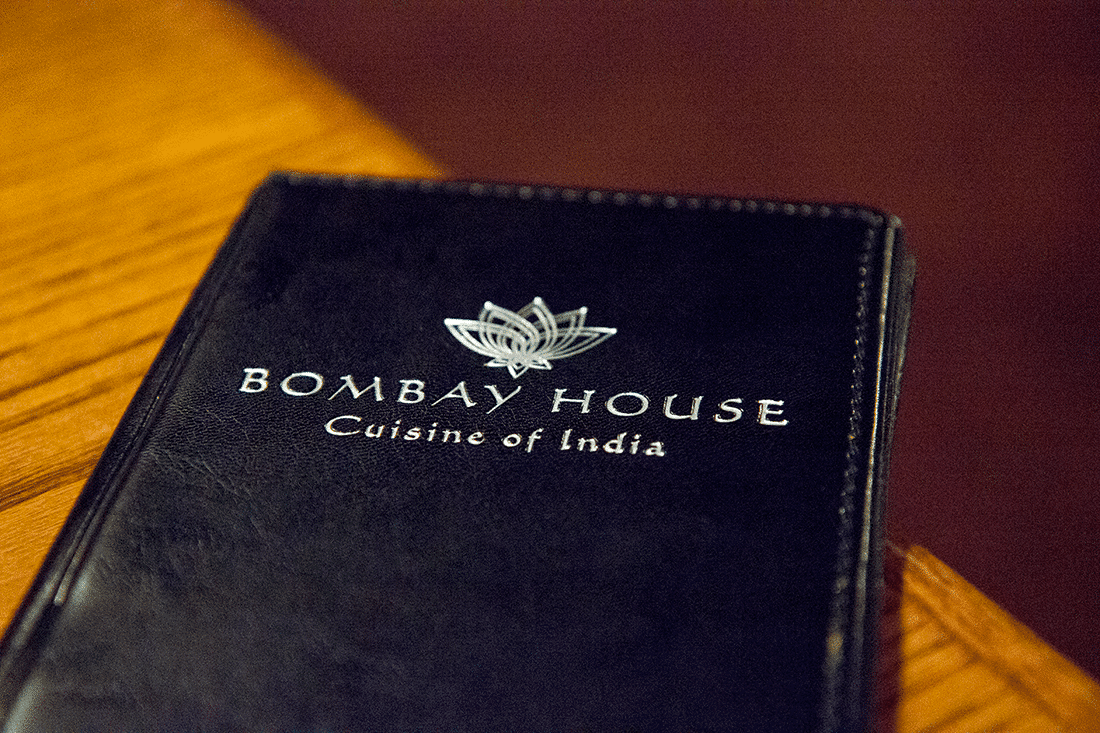 Bombay House menu on the table. 