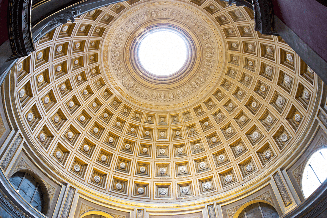 Visiting the Vatican in Rome, Italy. Dome ceiling at the Vatican in Rome, Italy.
